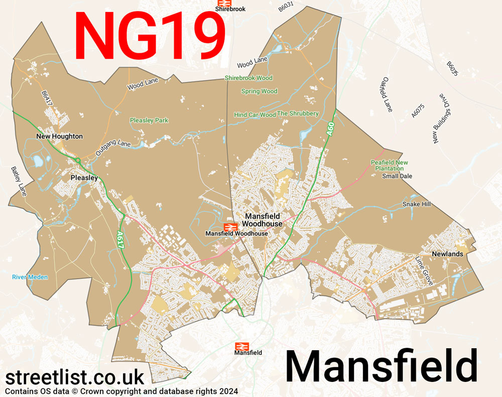 Map of the NG19 postcode