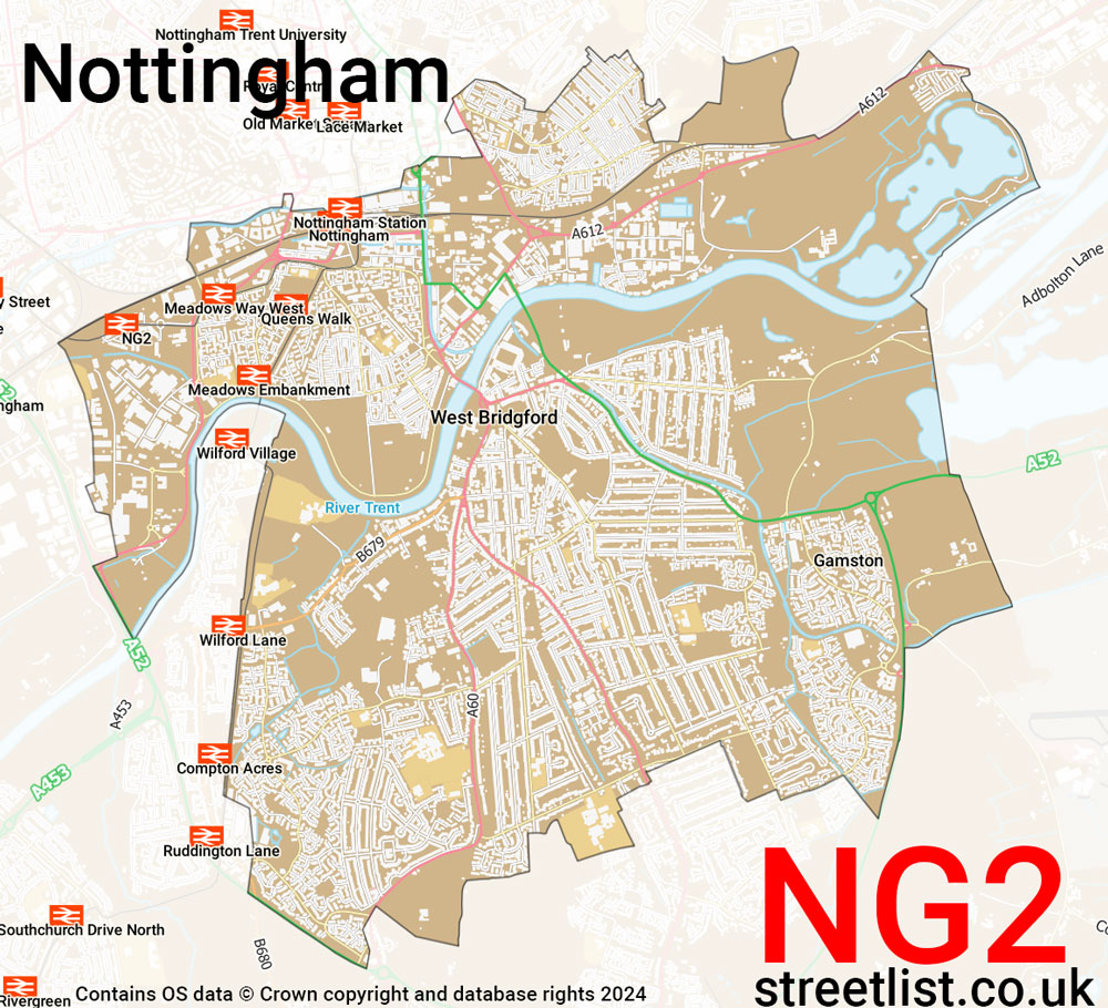 Map of the NG2 postcode