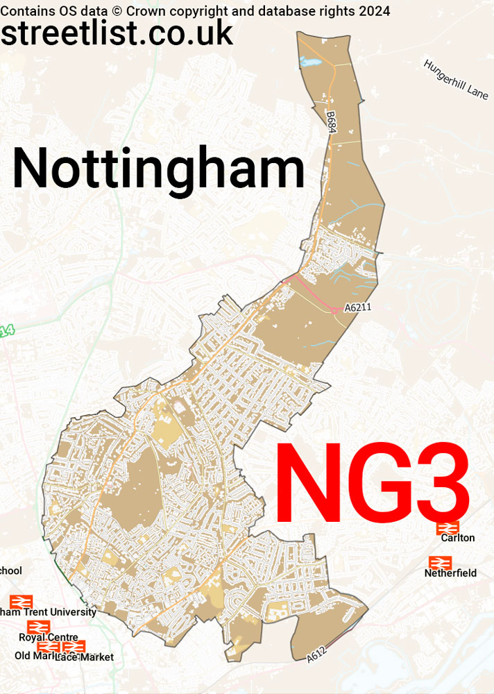 Map of the NG3 postcode