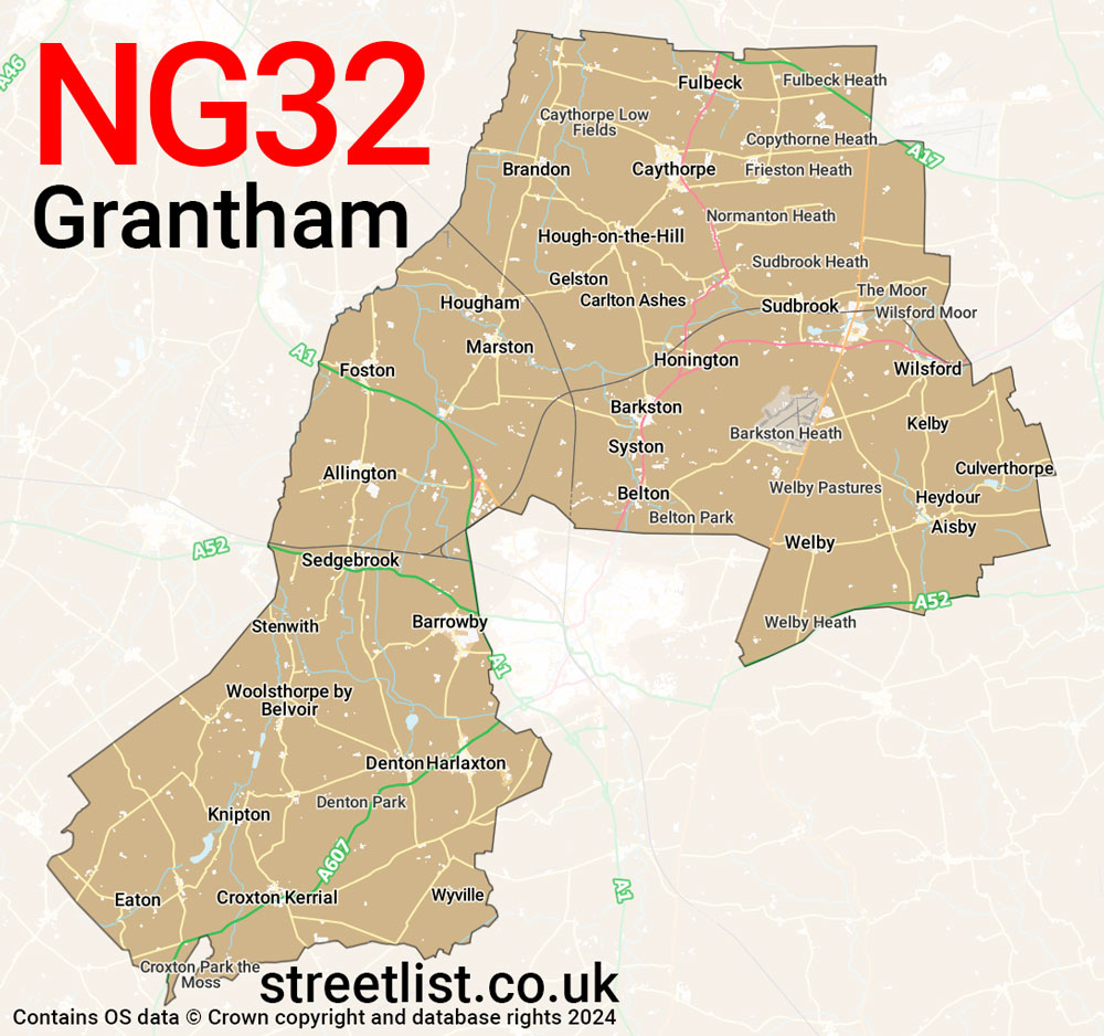 Map of the NG32 postcode