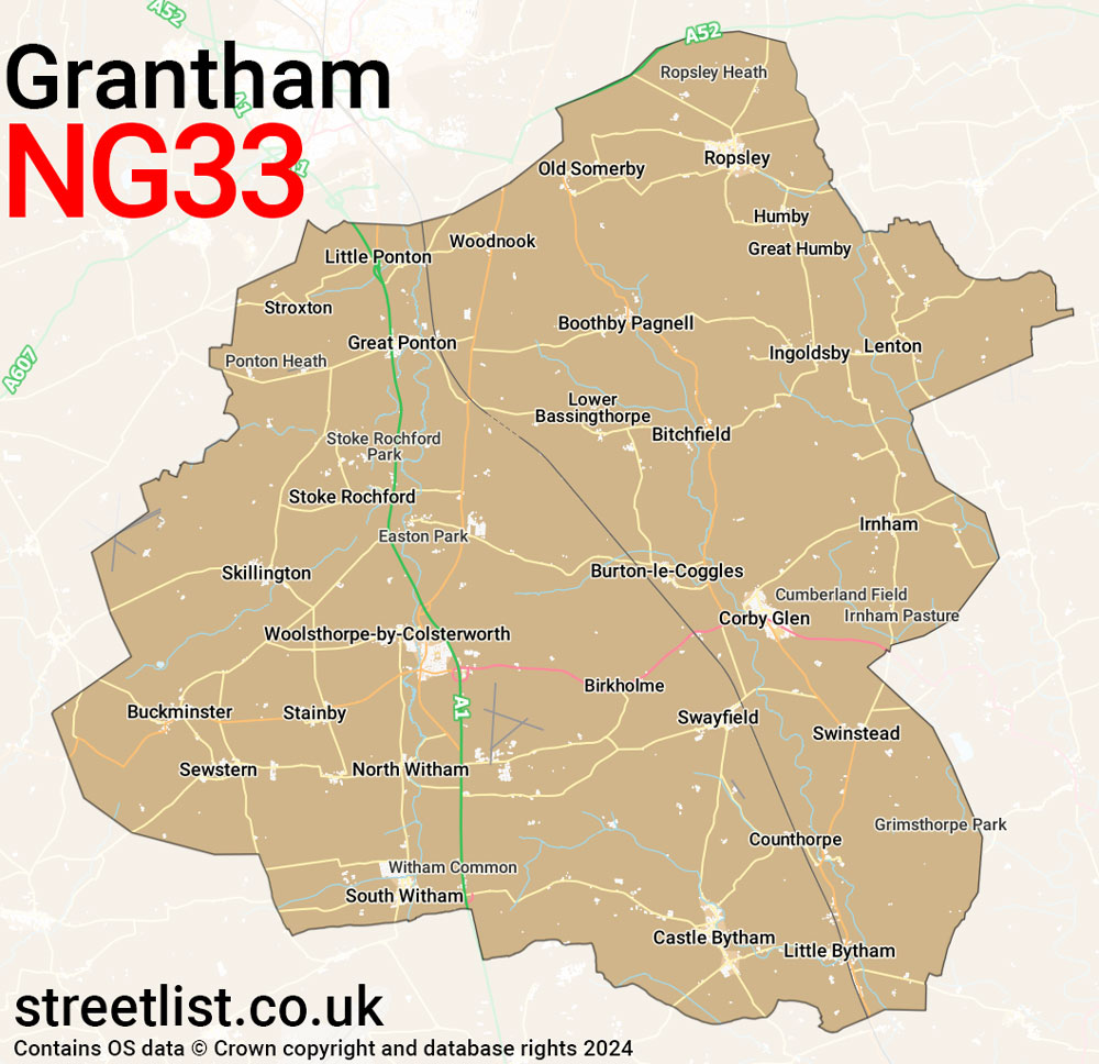 Map of the NG33 postcode