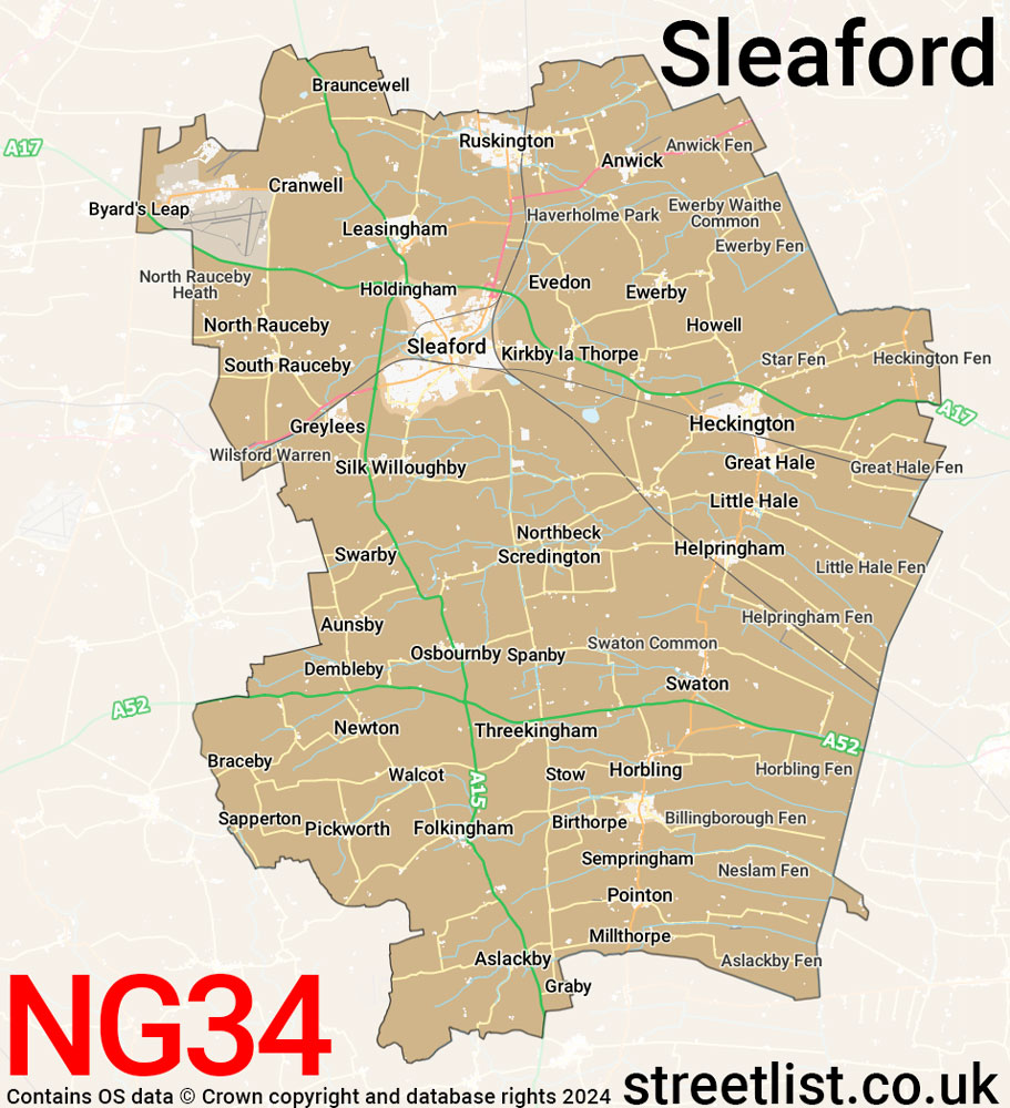 Map of the NG34 postcode