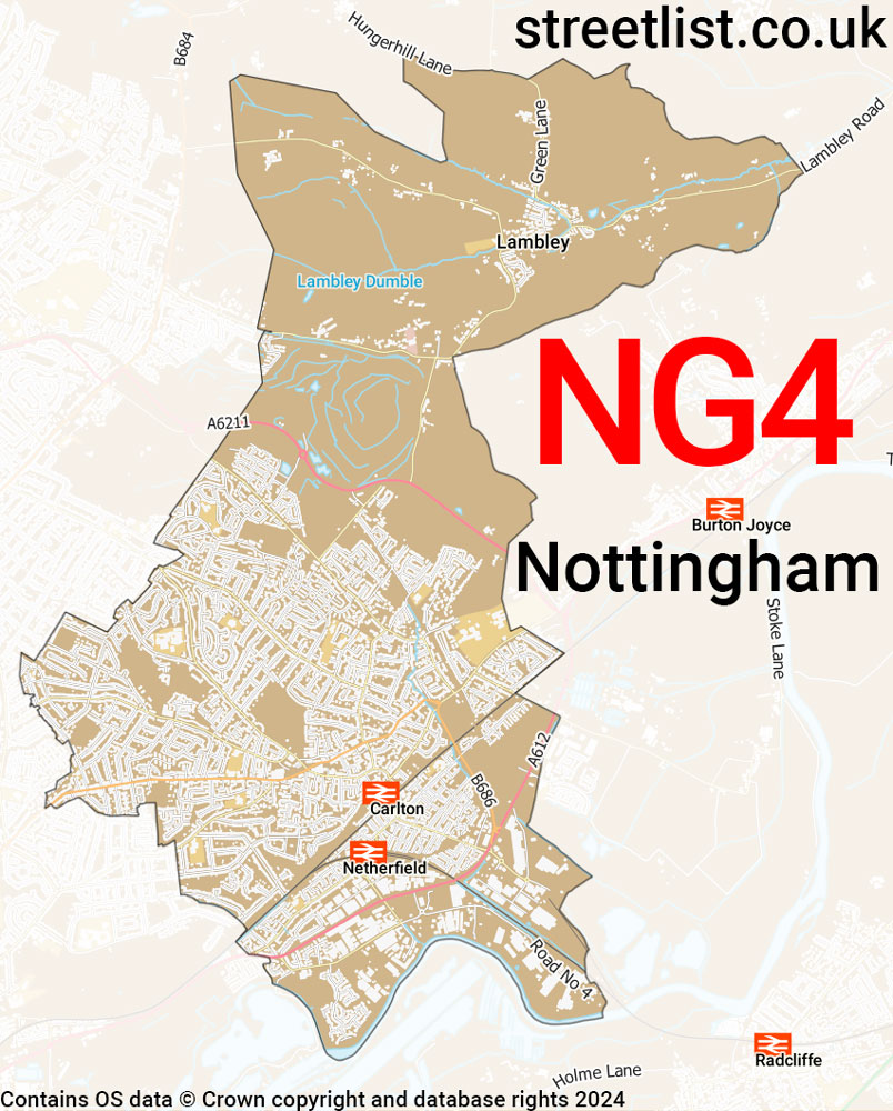 Map of the NG4 postcode