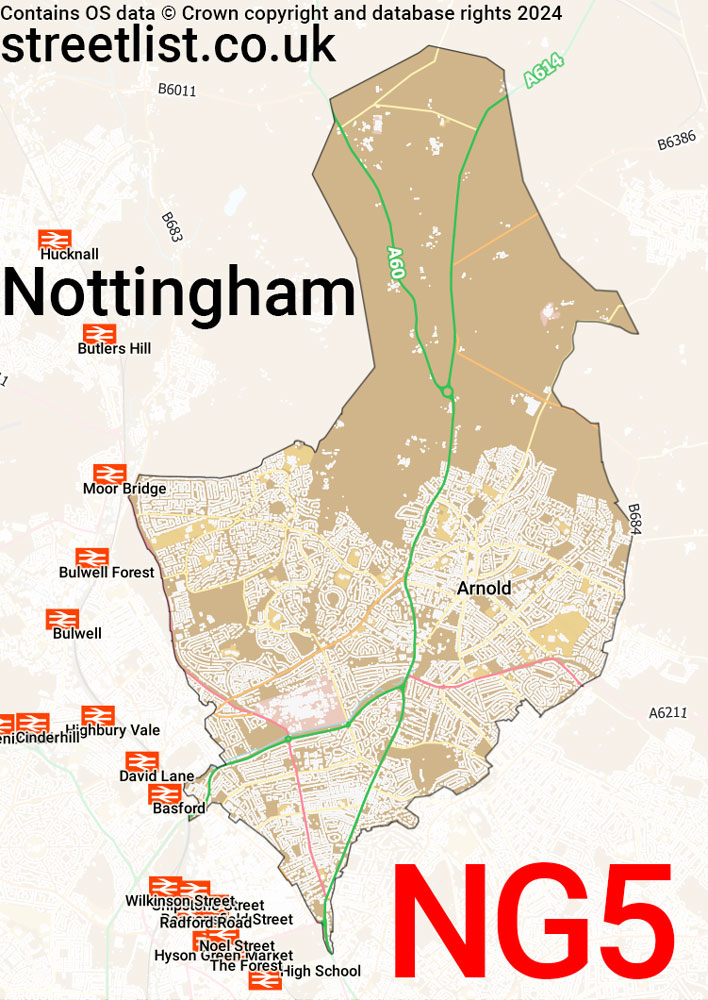 Map of the NG5 postcode