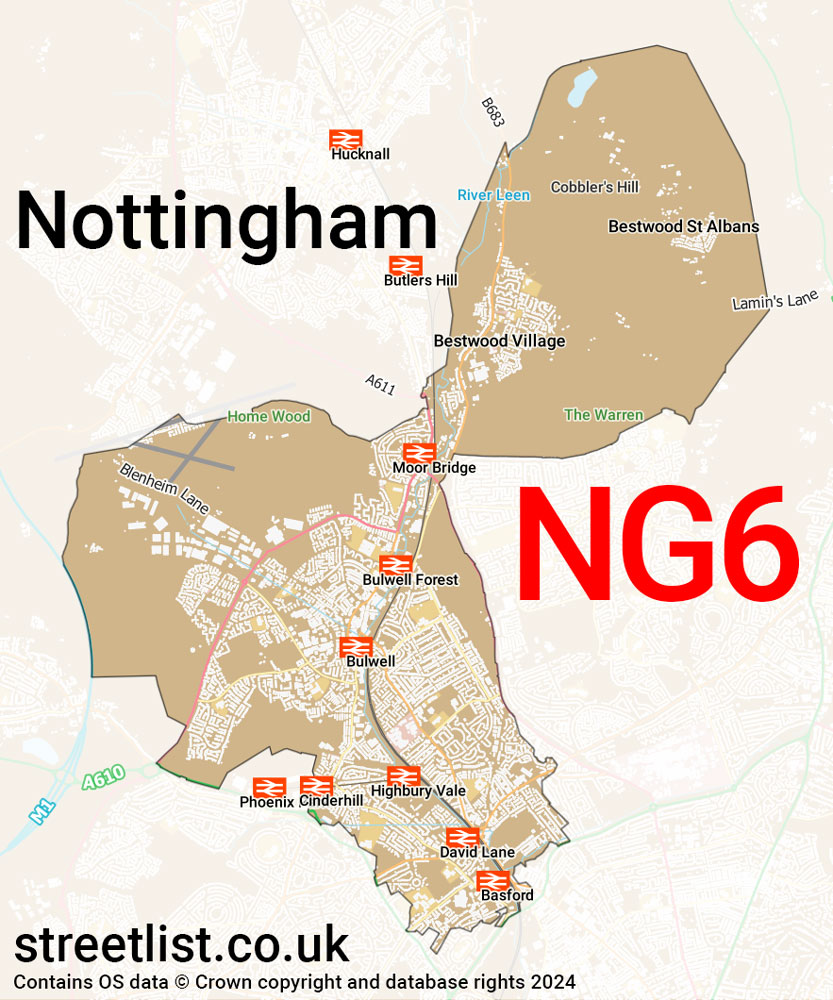 Map of the NG6 postcode