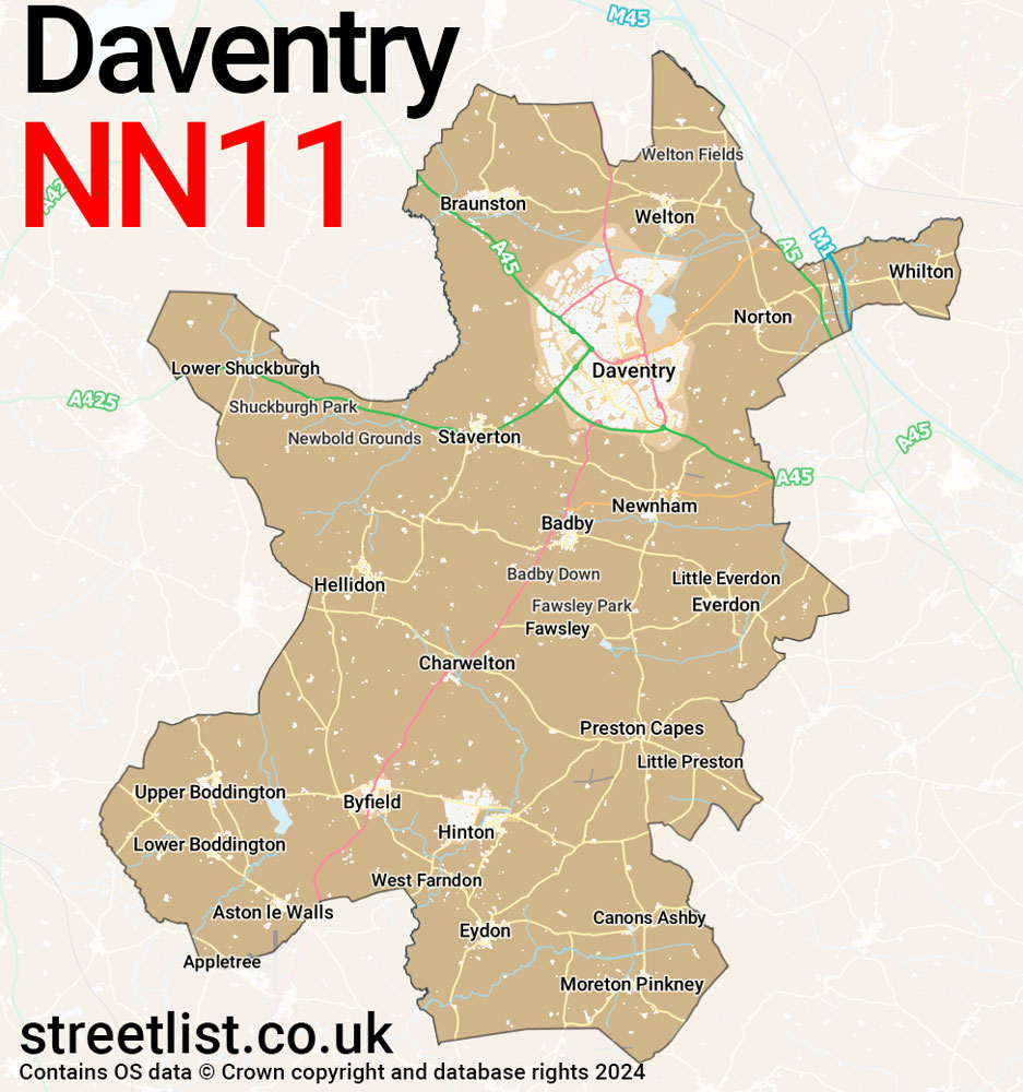 Map of the NN11 postcode