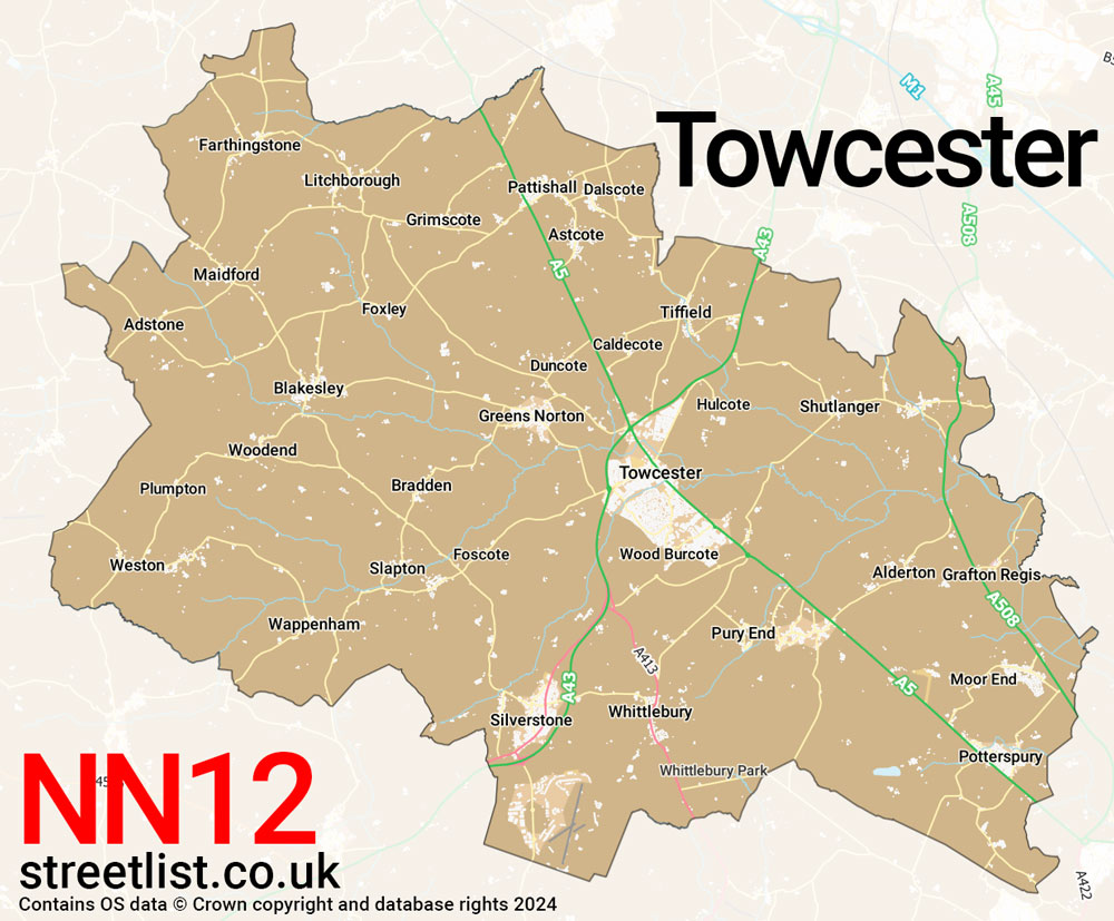 Map of the NN12 postcode