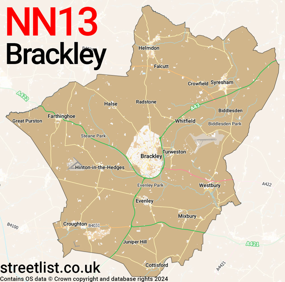 Map of the NN13 postcode