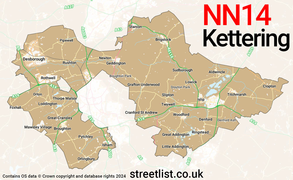 Map of the NN14 postcode