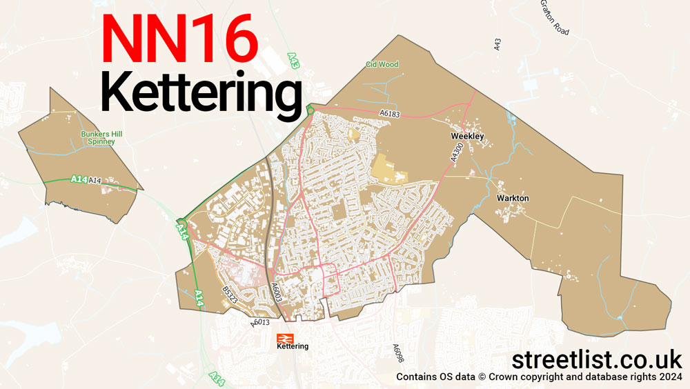 Map of the NN16 postcode