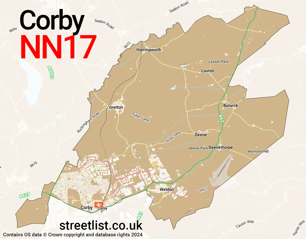 Map of the NN17 postcode