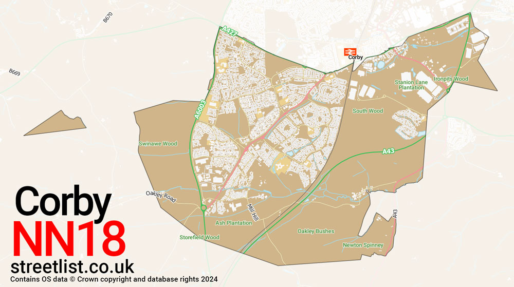 Map of the NN18 postcode