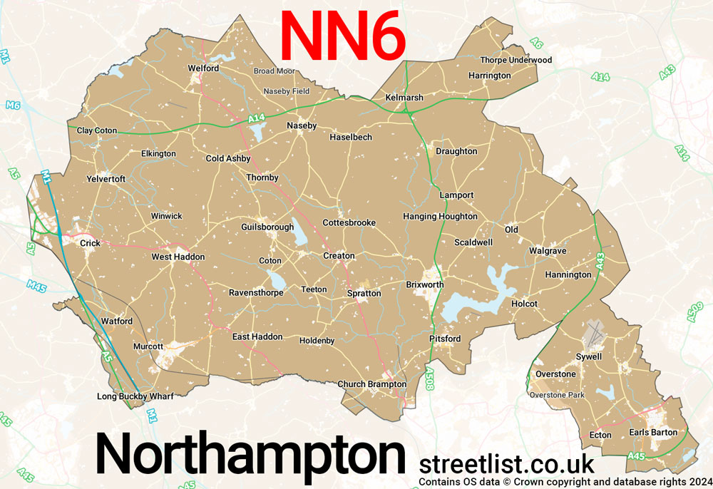 Map of the NN6 postcode