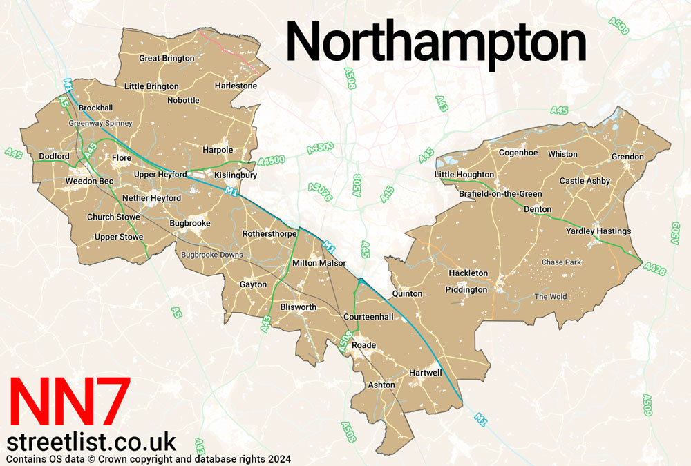 Map of the NN7 postcode