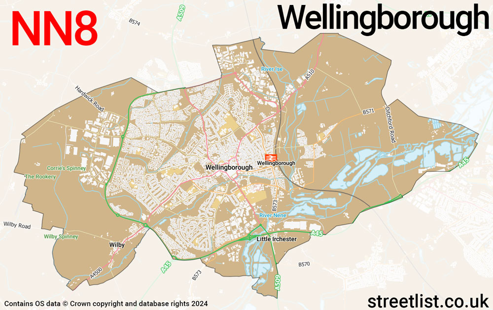 Map of the NN8 postcode