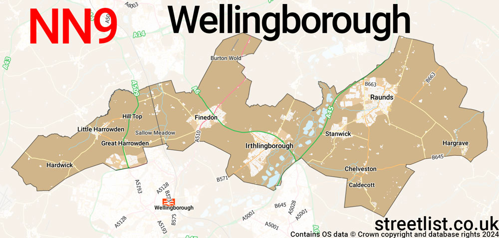 Map of the NN9 postcode