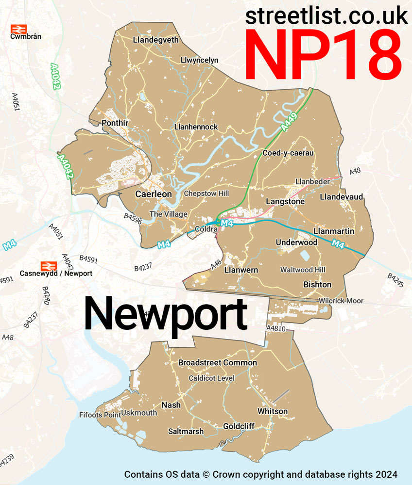 Map of the NP18 postcode