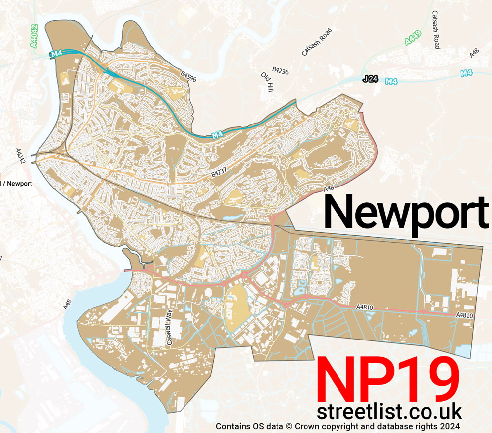 Map of the NP19 postcode