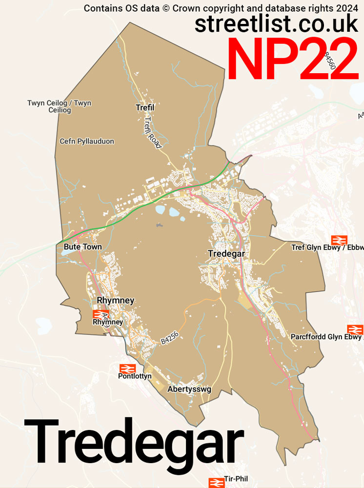 Map of the NP22 postcode