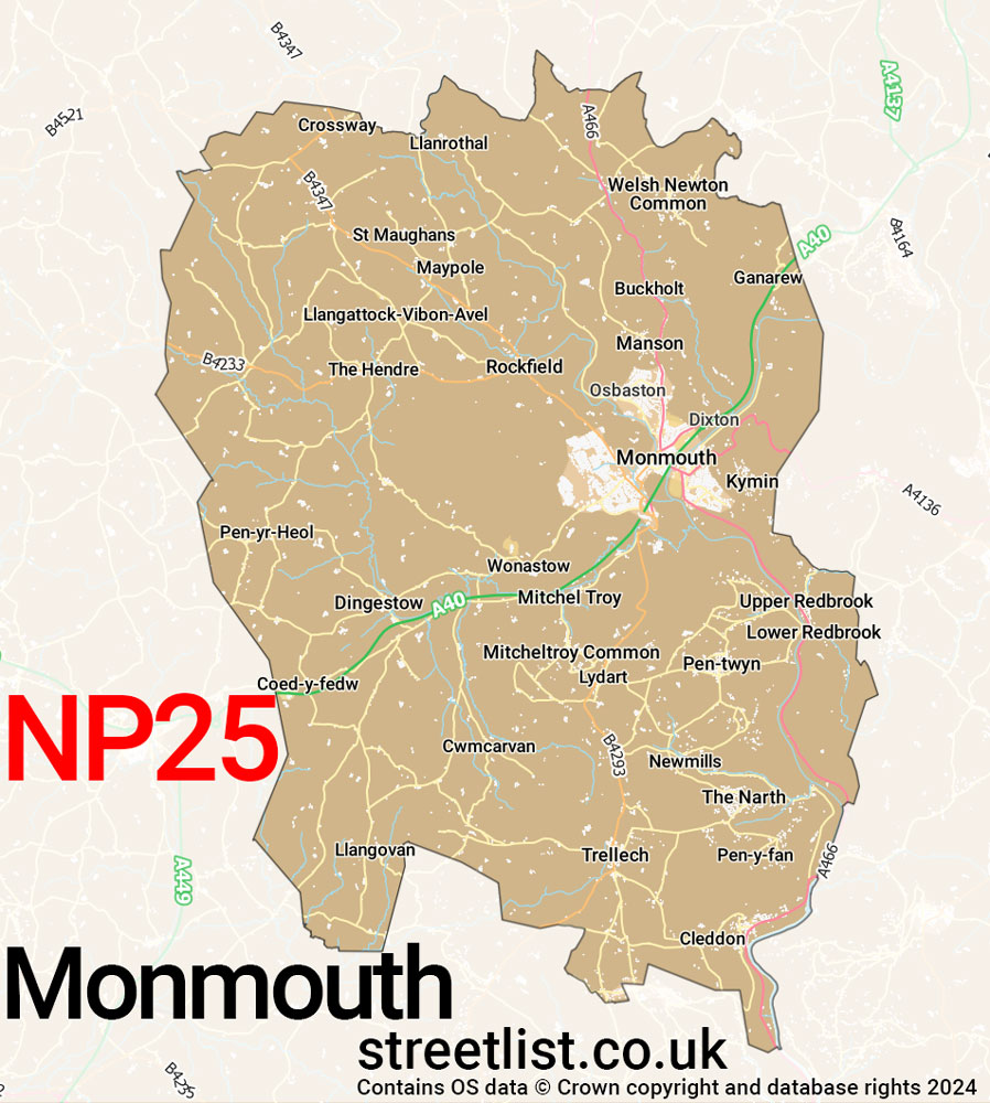 Map of the NP25 postcode