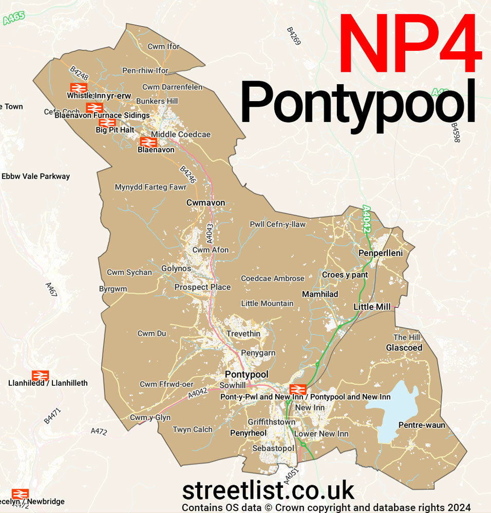 Map of the NP4 postcode