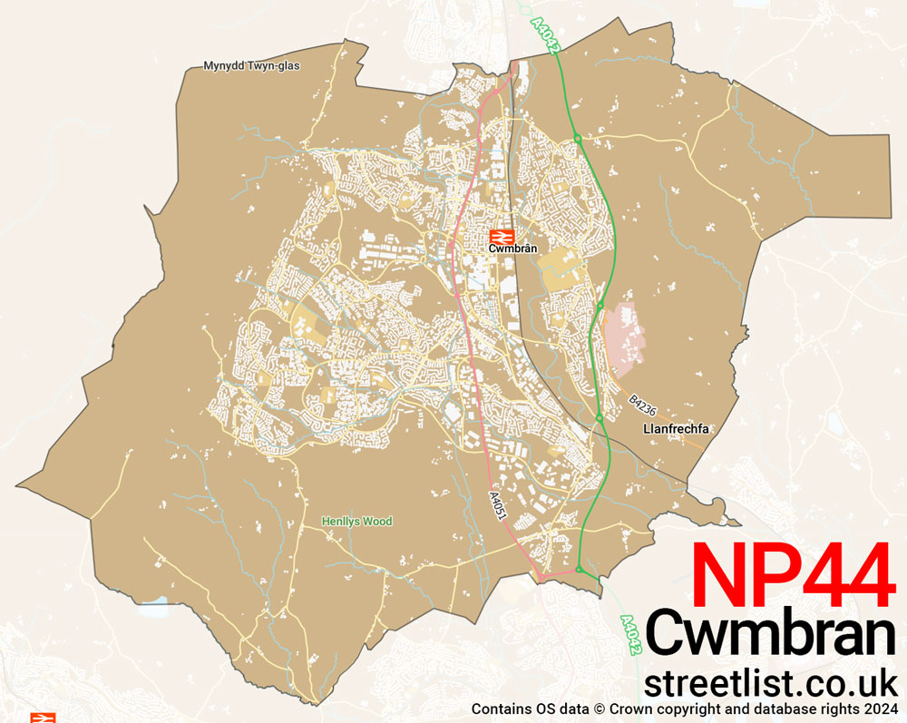 Map of the NP44 postcode