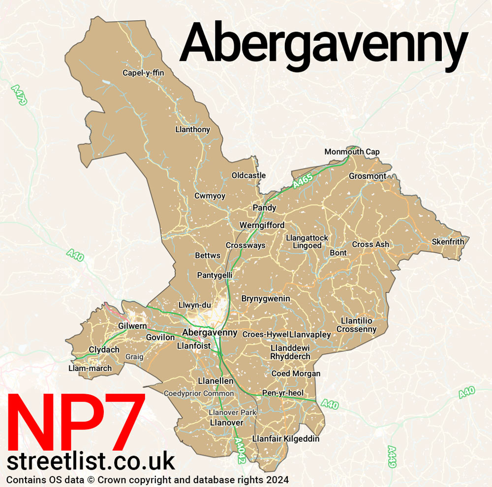 Map of the NP7 postcode