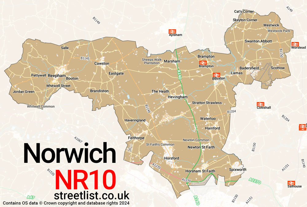 Map of the NR10 postcode