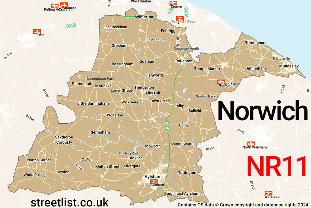 Map of the NR11 postcode