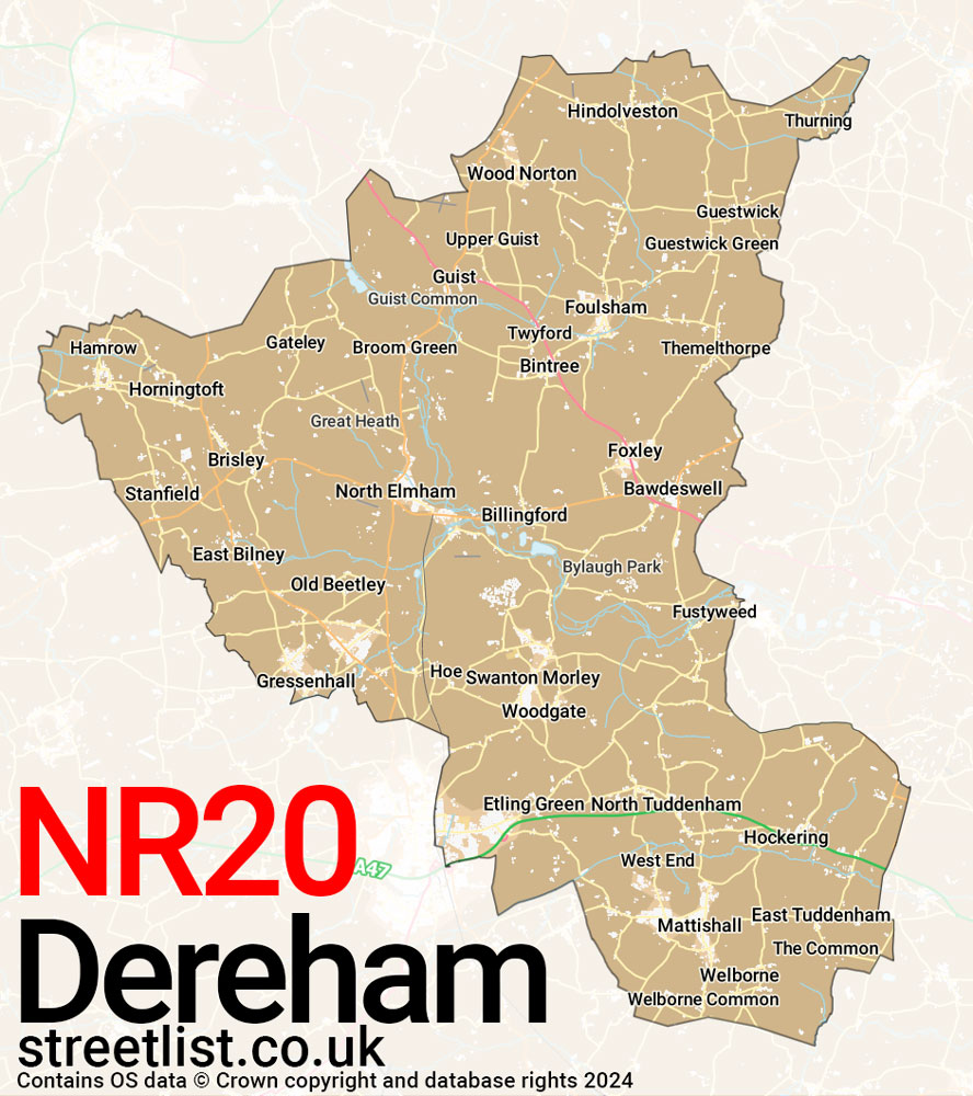 Map of the NR20 postcode