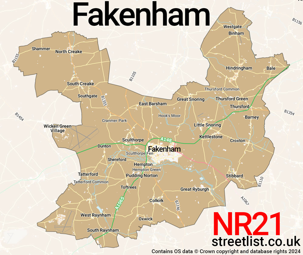 Map of the NR21 postcode