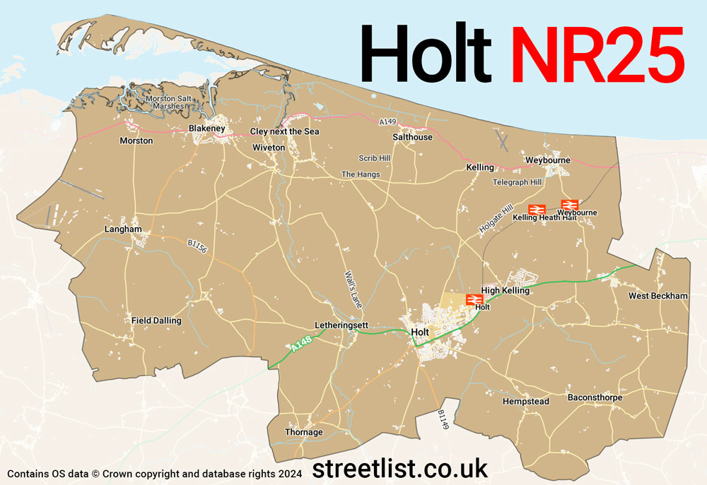 Map of the NR25 postcode