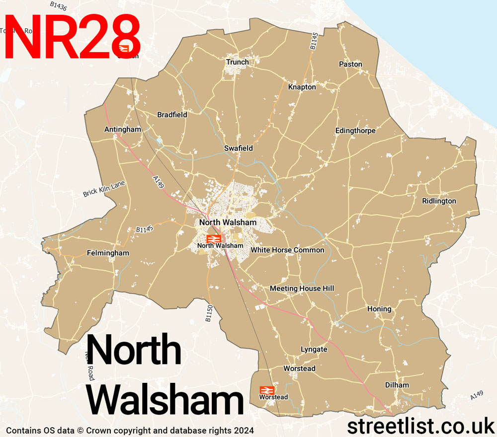 Map of the NR28 postcode