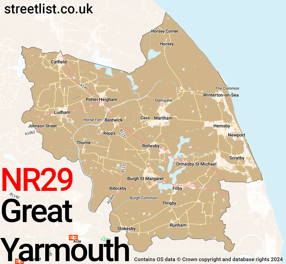 Map of the NR29 postcode