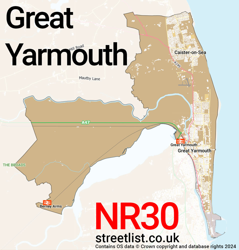 Map of the NR30 postcode