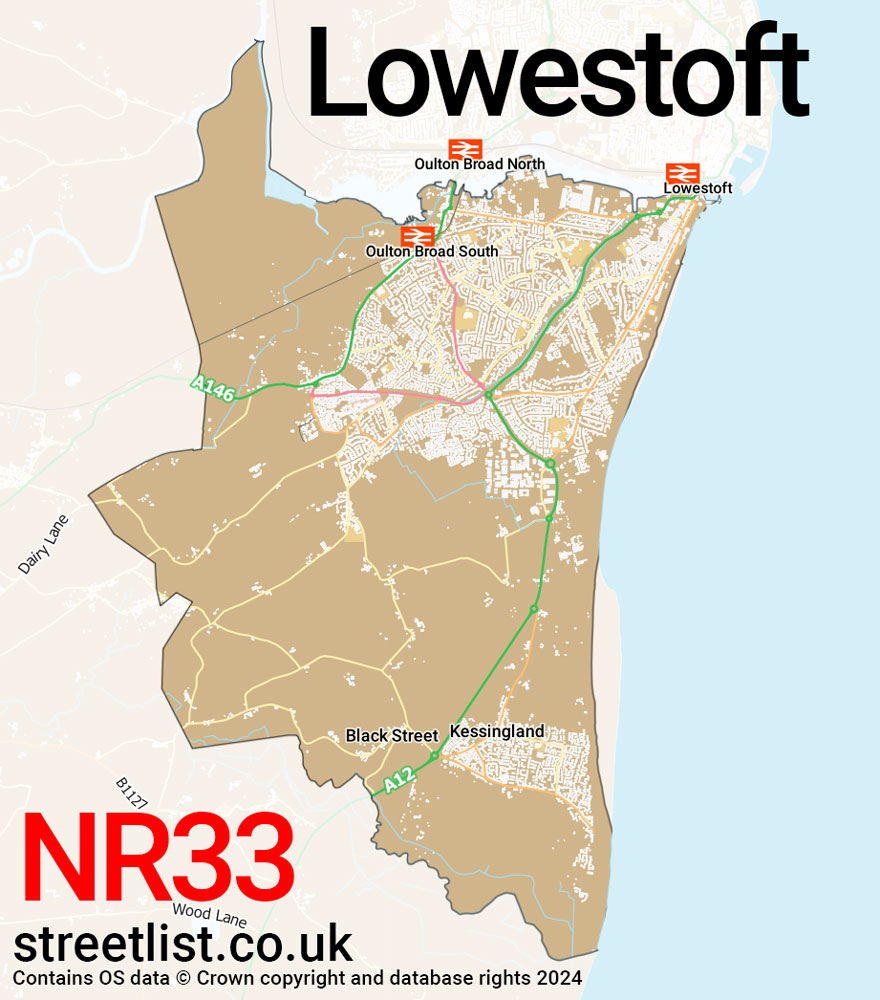 Map of the NR33 postcode