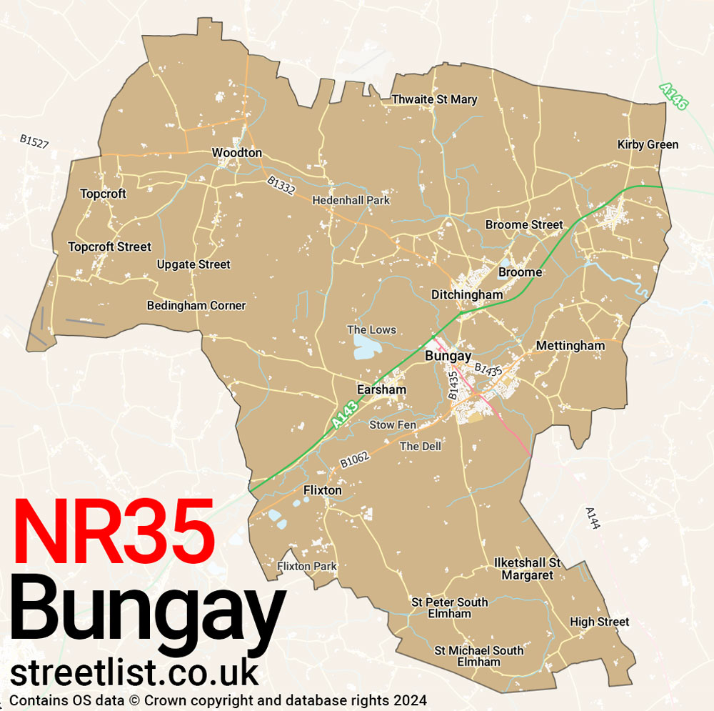 Map of the NR35 postcode