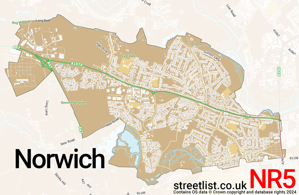 Map of the NR5 postcode