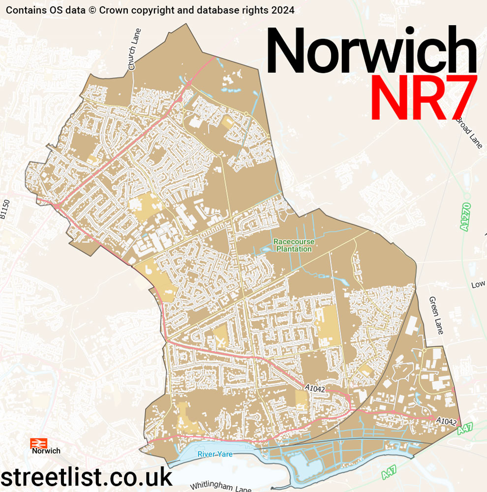 Map of the NR7 postcode