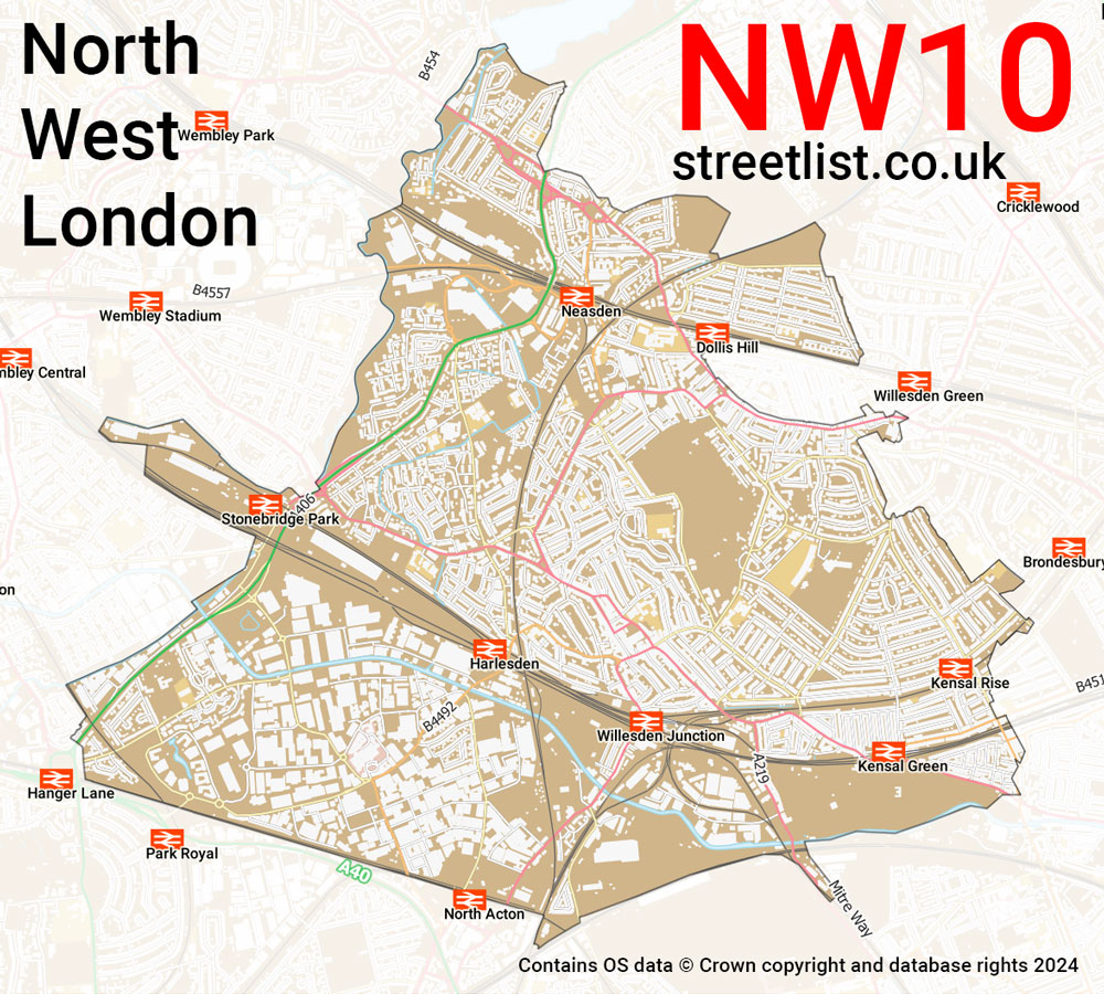 Map of the NW10 postcode