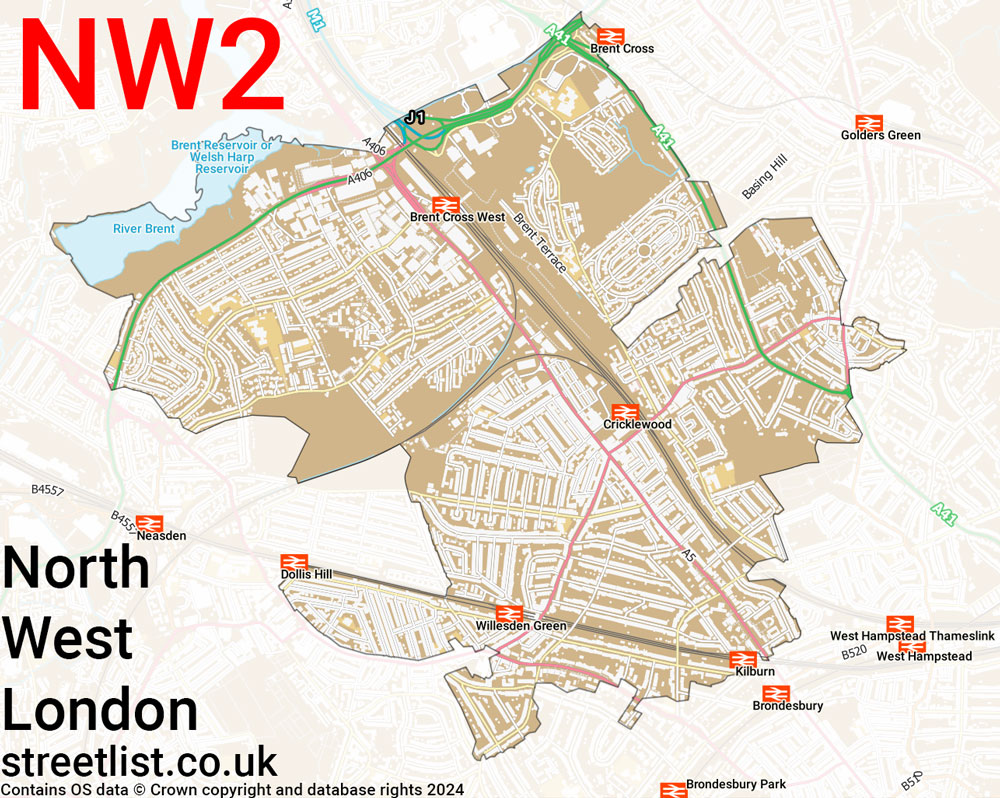 Map of the NW2 postcode