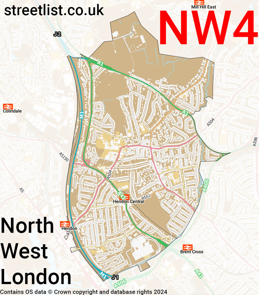 Map of the NW4 postcode