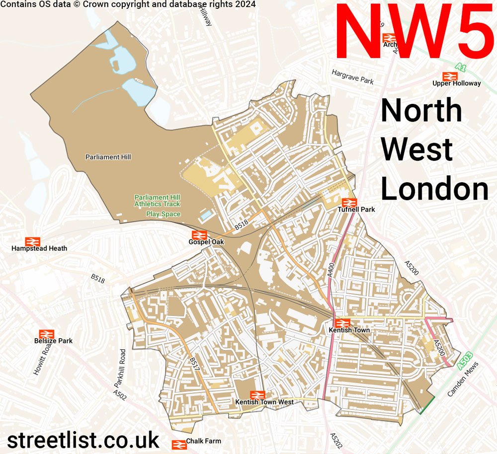 Map of the NW5 postcode