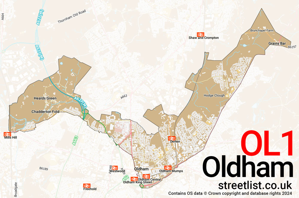 Map of the OL1 postcode