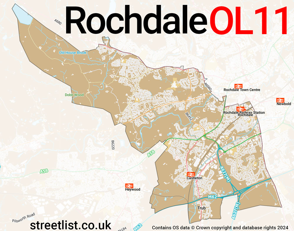 Map of the OL11 postcode