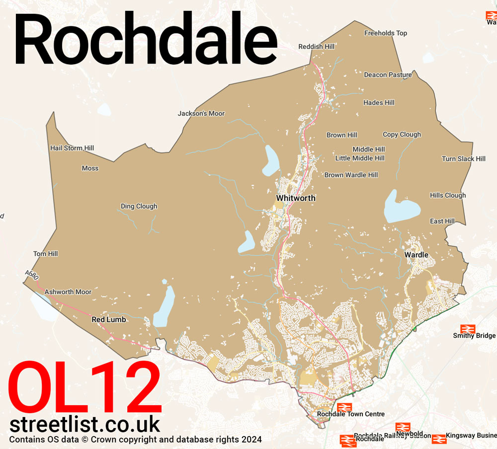 Map of the OL12 postcode