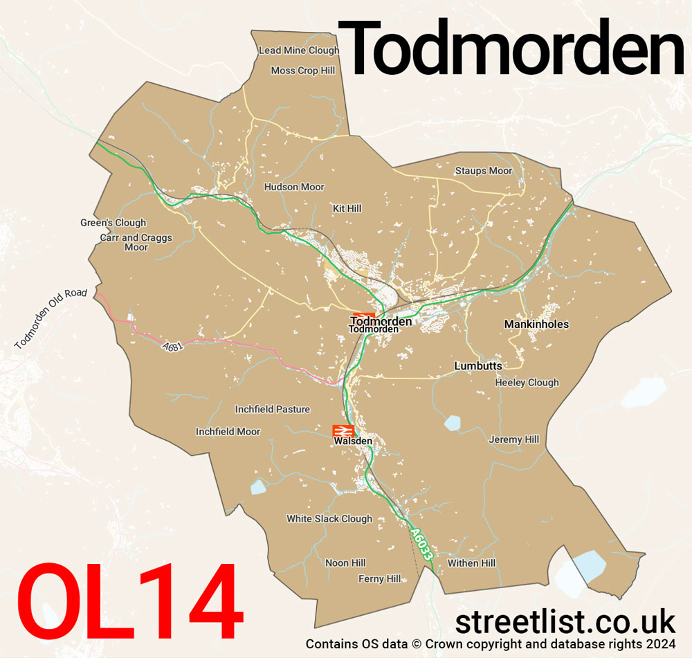 Map of the OL14 postcode