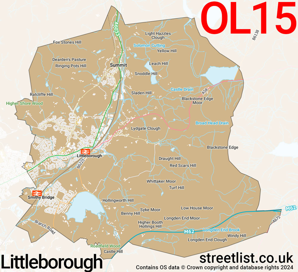 Map of the OL15 postcode