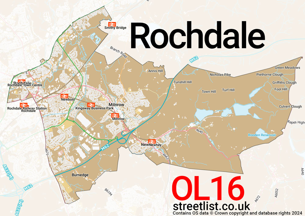 Map of the OL16 postcode