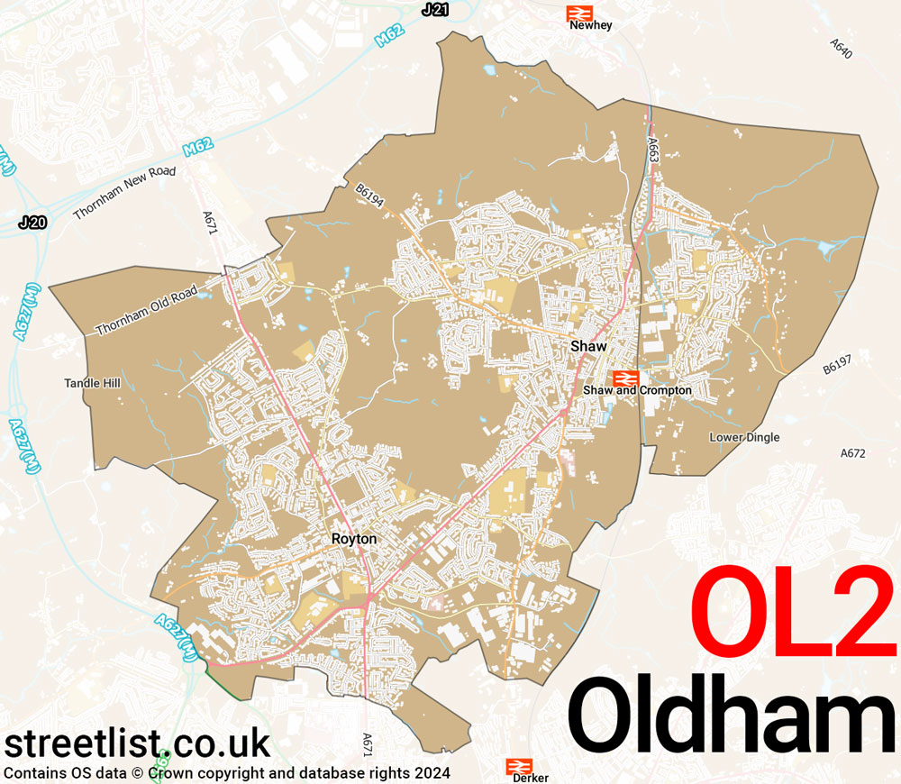 Map of the OL2 postcode